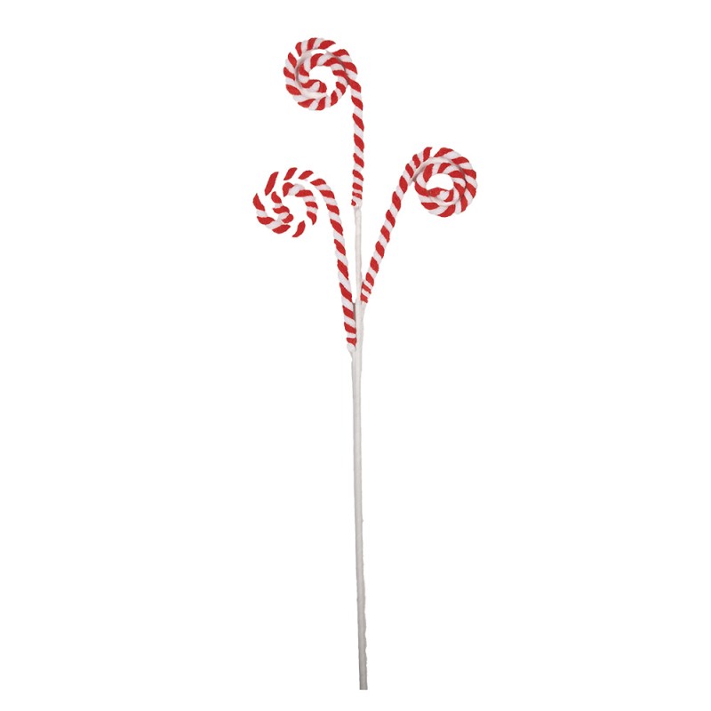 Clayre & Eef Décoration de Noël Canne en sucre d'orge 66 cm Rouge Plastique