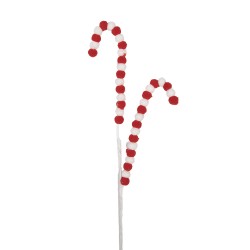 Clayre & Eef Décoration de Noël Canne en sucre d'orge 60 cm Rouge Plastique