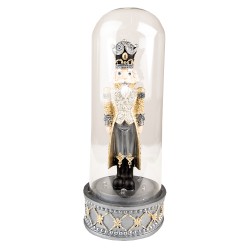 Clayre & Eef Cloche Nutcracker Ø 12x29 cm Grey Plastic Glass