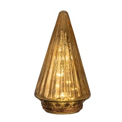 Clayre & Eef Christmas Decoration with LED Lighting Christmas Tree Ø 11x19 cm Gold colored Glass