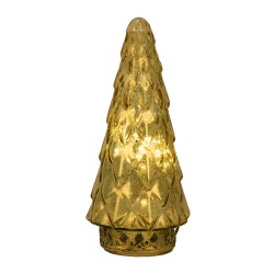 Clayre & Eef Christmas Decoration with LED Lighting Christmas Tree Ø 11x24 cm Gold colored Glass