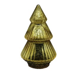 Clayre & Eef Decorazione natalizia con illuminazione a LED Albero di Natale Ø 13x23 cm Color oro Vetro