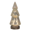 Clayre & Eef Christmas Decoration with LED Lighting Christmas Tree Ø 7x16 cm Silver colored Glass