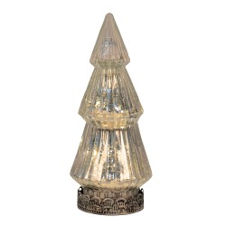 Clayre & Eef Décoration de Noël avec éclairage LED Sapin de Noël Ø 7x16 cm Couleur argent Verre