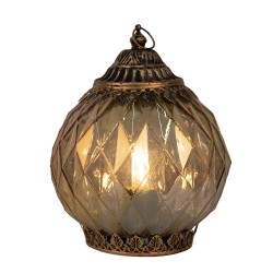 Clayre & Eef LED Lantern Ø 15x19 cm Copper colored Glass