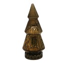 Clayre & Eef Kerstdecoratie met LED-verlichting Kerstboom Ø 7x16 cm Bruin Glas