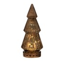 Clayre & Eef Decorazione natalizia con illuminazione a LED Albero di Natale Ø 7x16 cm Marrone Vetro