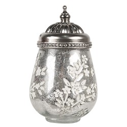 Clayre & Eef LED Lantern Ø 9x15 cm Silver colored Glass