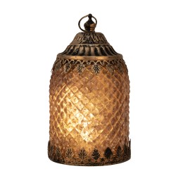 Clayre & Eef LED Lantern Ø 10x16 cm Brown Glass