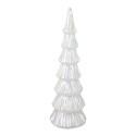 Clayre & Eef Décoration de Noël avec éclairage LED Sapin de Noël Ø 11x32 cm Blanc Verre