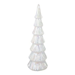 Clayre & Eef Decorazione natalizia con illuminazione a LED Albero di Natale Ø 11x32 cm Bianco Vetro