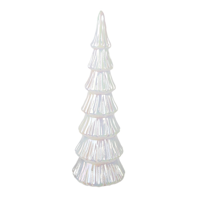 Clayre & Eef Kerstdecoratie met LED-verlichting Kerstboom Ø 11x32 cm Wit Glas