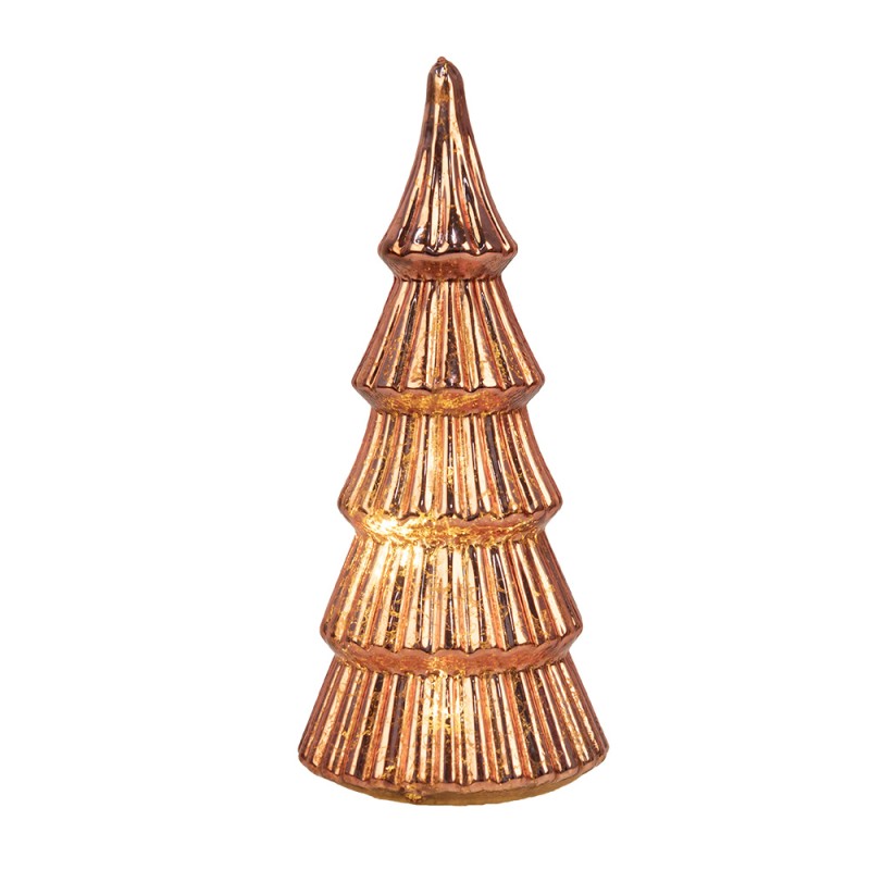 Clayre & Eef Christmas Decoration with LED Lighting Christmas Tree Ø 9x21 cm Copper colored Plastic