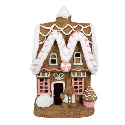 Clayre & Eef Gingerbread house with LED 39 cm Brown Plastic