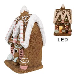 Clayre & Eef Lebkuchenhaus mit LED 39 cm Braun Kunststoff