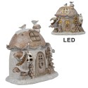 Clayre & Eef Dekoratives Haus mit LED 15 cm Beige Kunststoff