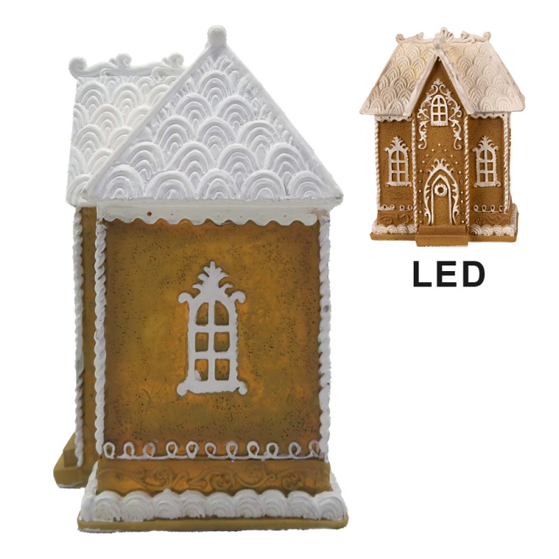 Clayre & Eef Gingerbread house with LED 12x9x15 cm Brown Plastic