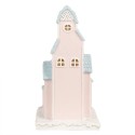 Clayre & Eef Gingerbread house met LED 13x13x26 cm Roze Kunststof