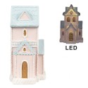 Clayre & Eef Lebkuchenhaus mit LED 10x8x16 cm Rosa Kunststoff