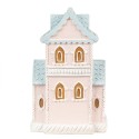 Clayre & Eef Lebkuchenhaus mit LED 10x8x16 cm Rosa Kunststoff