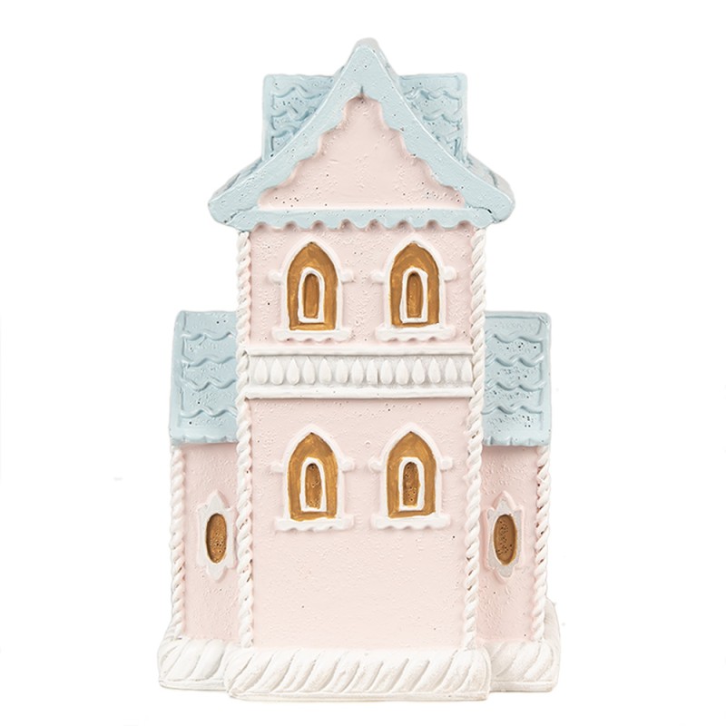 Clayre & Eef Gingerbread house with LED 10x8x16 cm Pink Plastic