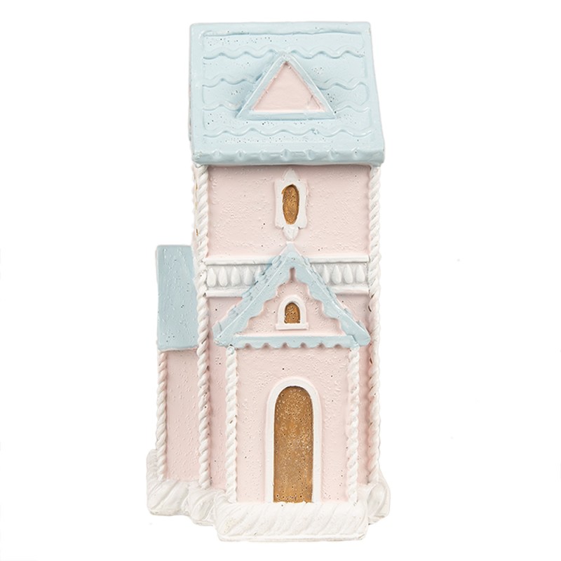 Clayre & Eef Gingerbread house met LED 10x8x16 cm Roze Kunststof