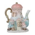 Clayre & Eef Decorative House with LED Teapot 15x12x16 cm Blue Pink Plastic Mouse