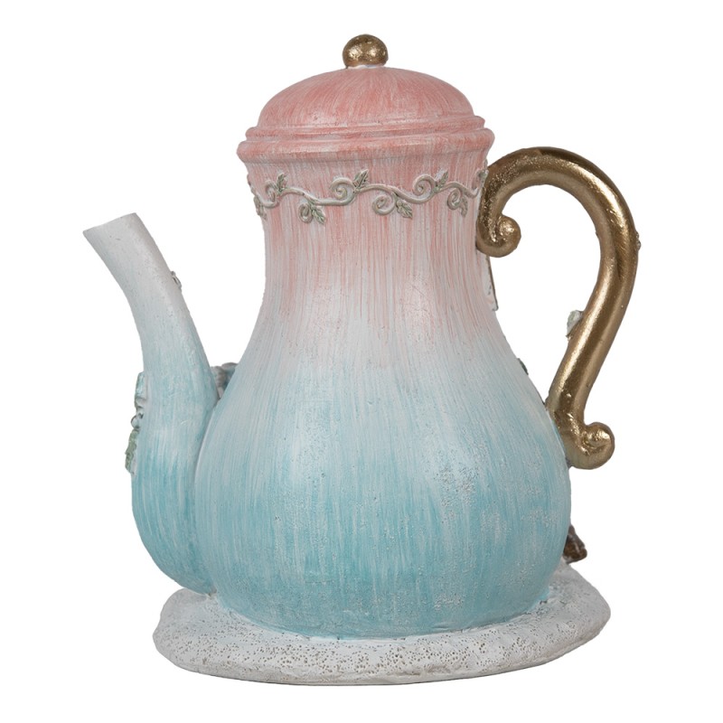 Clayre & Eef Decorative House with LED Teapot 15x12x16 cm Blue Pink Plastic Mouse