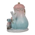 Clayre & Eef Decorative House with LED Teapot 15x12x16 cm Blue Pink Plastic Mouse