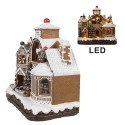 Clayre & Eef Décoration de Noël avec éclairage LED et musique 33x17x30 cm Marron Plastique Maison en pain d'épices