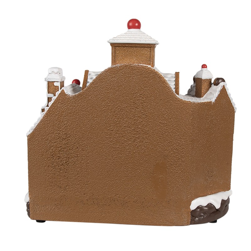 Clayre & Eef Weihnachtsdekoration mit LED-Beleuchtung und Musik 33x17x30 cm Braun Kunststoff Lebkuchenhaus