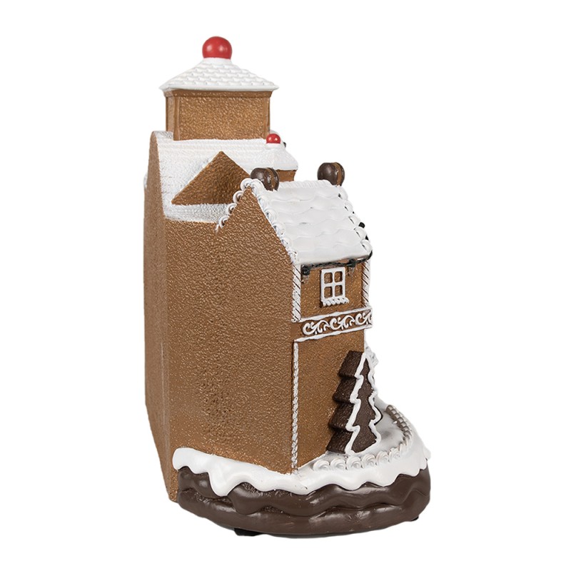 Clayre & Eef Christmas Decoration with LED Lighting and Music 33x17x30 cm Brown Plastic Gingerbread house