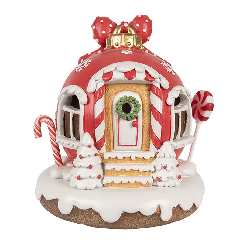 Clayre & Eef Decorative House with LED Gingerbread house 14 cm Red Plastic