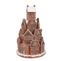 Clayre & Eef Maison en pain d'épices avec LED Ø 18x28 cm Marron Plastique