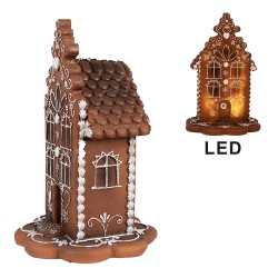 Clayre & Eef Gingerbread house met LED 20 cm Bruin Kunststof