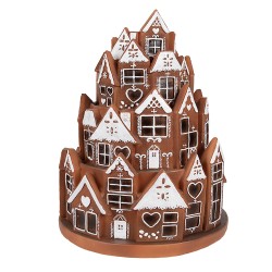 Clayre & Eef Gingerbread house met LED Ø 21x26 cm Bruin Kunststof