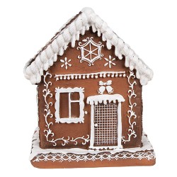 Clayre & Eef Lebkuchenhaus mit LED 13x13x15 cm Braun Kunststoff