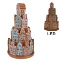 Clayre & Eef Gingerbread house with LED Ø 18x33 cm Brown Blue Plastic