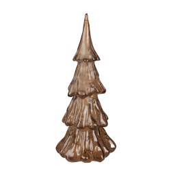 Clayre & Eef Decorazione natalizia con illuminazione a LED Albero di Natale Ø 14x33 cm Color oro Marrone Plastica