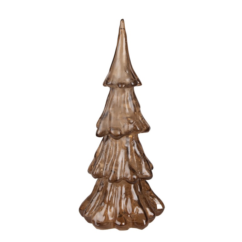 Clayre & Eef Kerstdecoratie met LED-verlichting Kerstboom Ø 14x33 cm Goudkleurig Bruin Kunststof