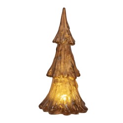 Clayre & Eef Decorazione natalizia con illuminazione a LED Albero di Natale Ø 12x24 cm Color oro Marrone Plastica