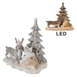 Clayre & Eef Statuetta Animali 16x10x15 cm LED Grigio Beige Poliresina Animali