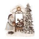 Clayre & Eef Décoration de Noël avec éclairage LED Père Noël 22x10x23 cm Blanc Polyrésine