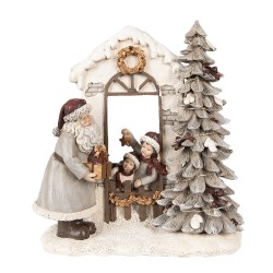 Clayre & Eef Decorazione natalizia con illuminazione a LED Babbo Natale  22x10x23 cm Bianco Poliresina