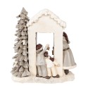 Clayre & Eef Décoration de Noël avec éclairage LED Père Noël 22x10x23 cm Blanc Polyrésine