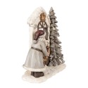 Clayre & Eef Kerstdecoratie met LED-verlichting Kerstman 22x10x23 cm Wit Polyresin