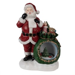 Clayre & Eef Music box Santa Claus 26x16x36 cm Red Polyresin