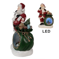 Clayre & Eef Music box Santa Claus 26x16x36 cm Red Polyresin