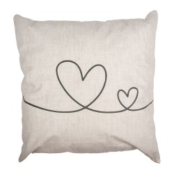 Clayre & Eef Cushion Cover 45x45 cm Beige Green Polyester Hearts