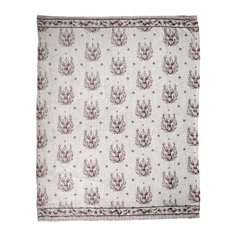 Clayre & Eef Couverture 130x180 cm Beige Polyester Cerfs